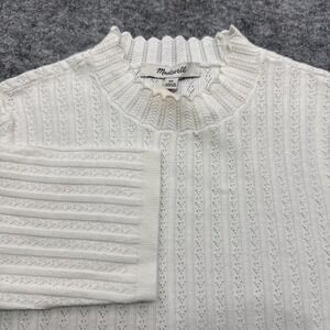 Madewell Pointelle stitch mockneck sweater tee women's XS ivory slim fit NY446